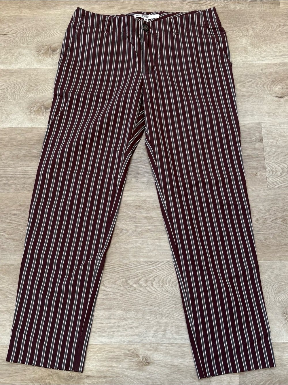 MR TURK Pinstripe Burgundy Pants Men’s Size 32x28 Made In USA California Preppy